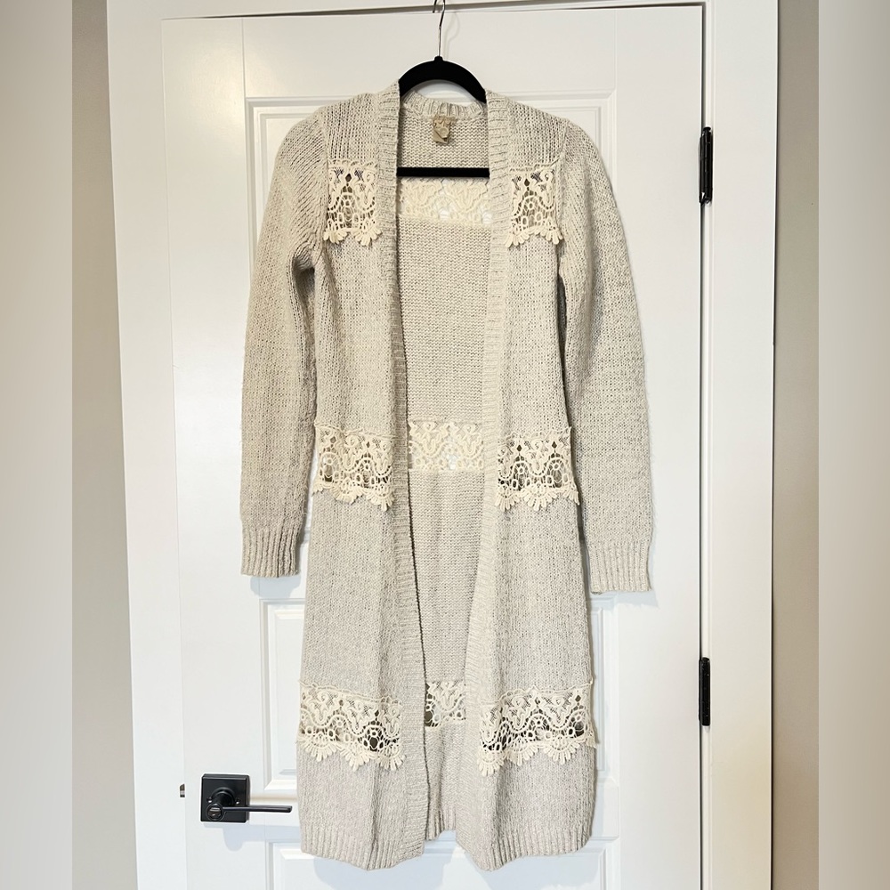 BKE Long Lace Cardigan